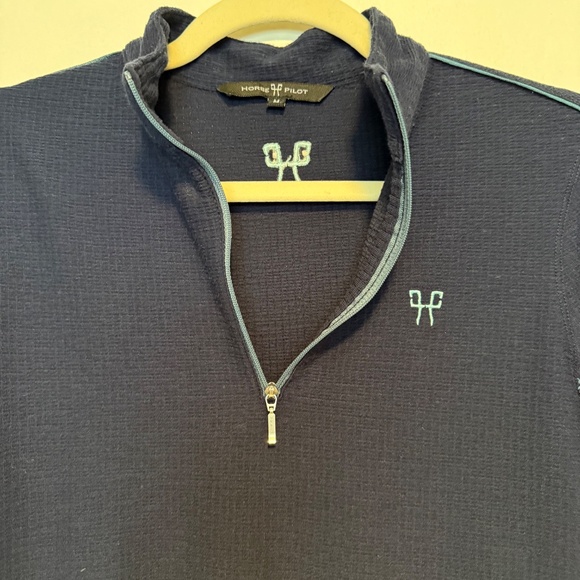 Horse Pilot Suntech Navy Quarter Zip Long Sleeve Top Mesh Medium Equestrian - Picture 4 of 14